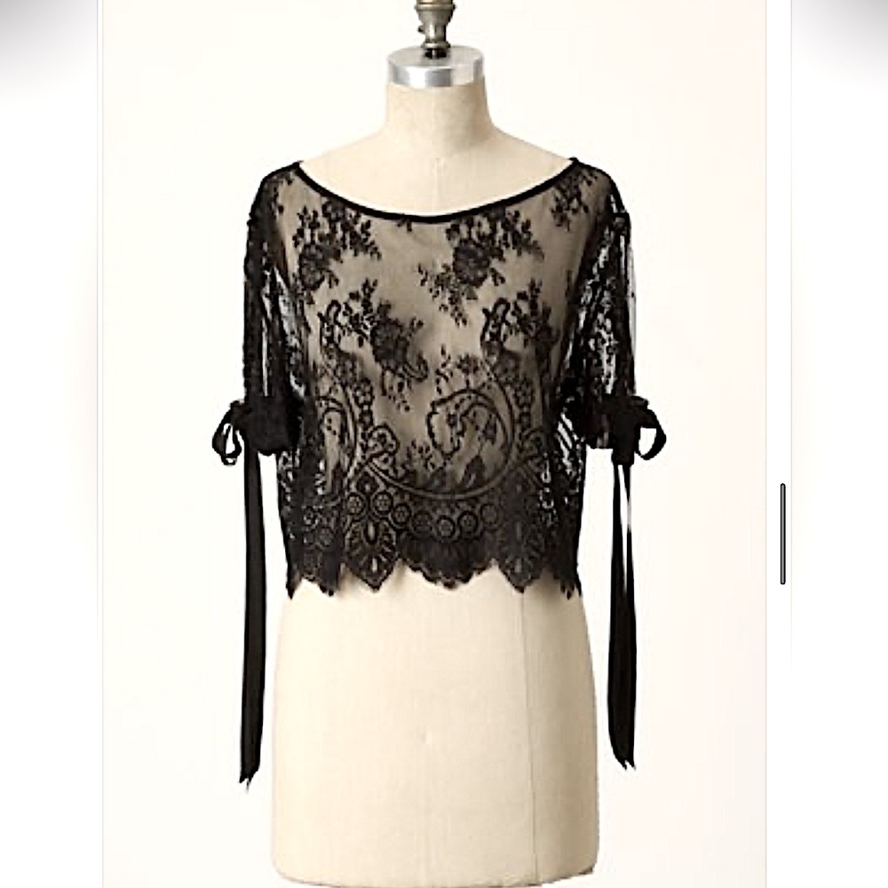 Gorgeous Anthropologie Floating Lace Cropped Blouse By Pencey